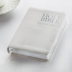 White Faux Leather Compact King James Version Bible - KJV006