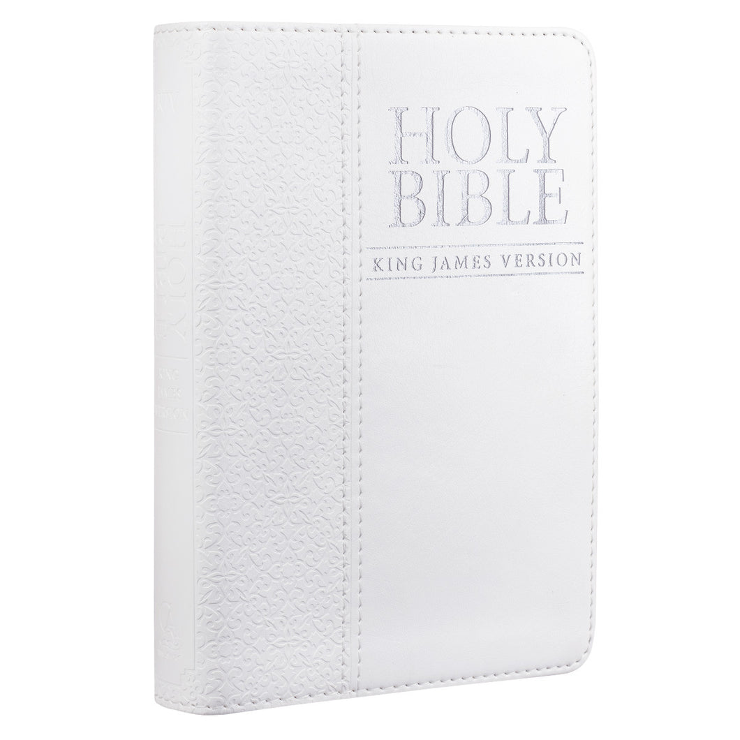 White Faux Leather Compact King James Version Bible - KJV006