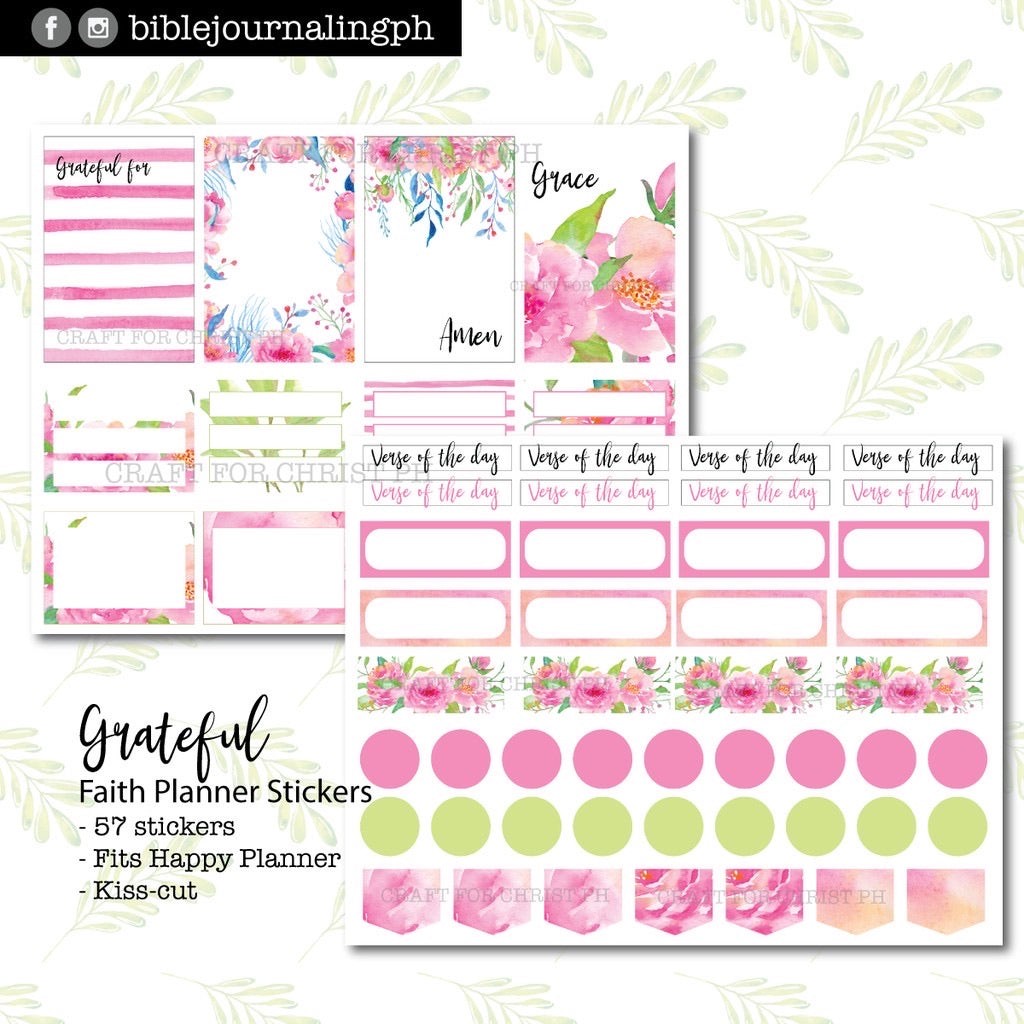 Faith Planner Stickers — Grateful Pink